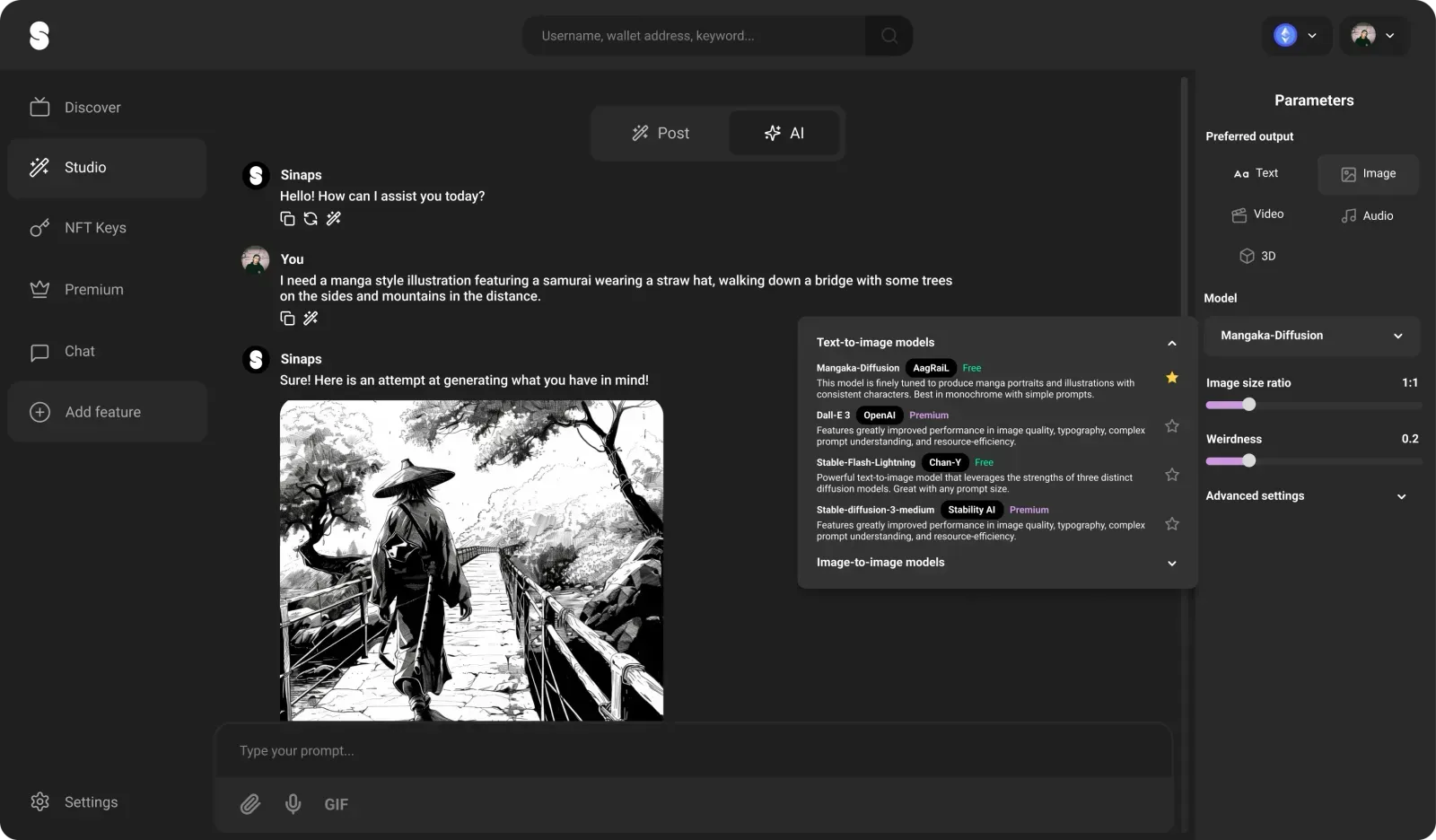 AI studio SInaps image